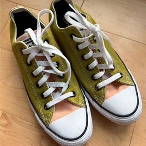 Custom Chuck Taylor All Star Converse Sneakers Olive Green and Peach Low-Top